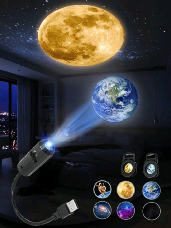 Moon, Earth and Galaxy Lamp